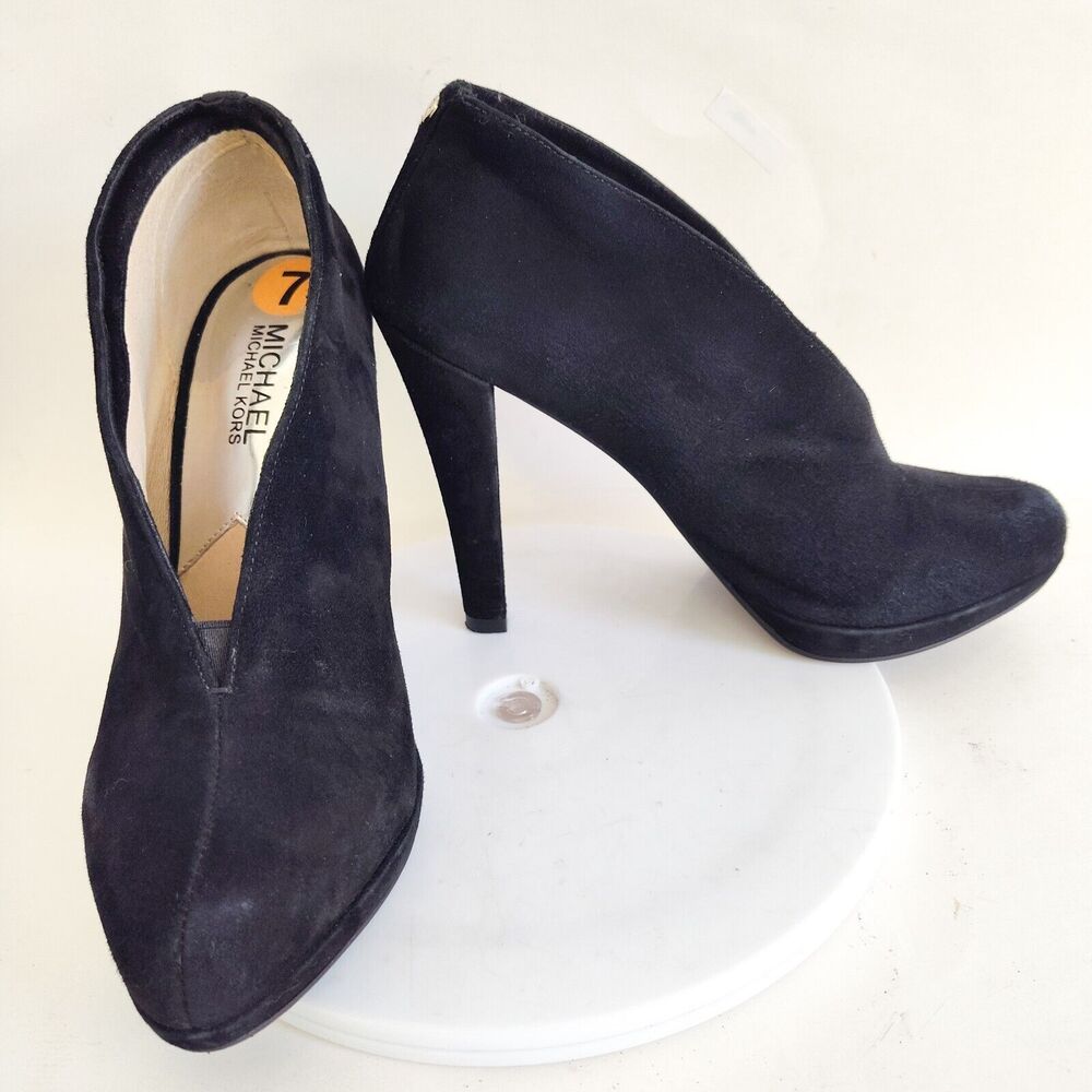 Michael Kors High Heels Size‎ 7 V-Cut 4" Cocoon Adena Suede Leather Upper Lining